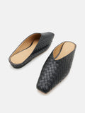 PAZZION, Adamo Woven Square Toe Mules, Black