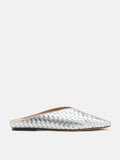 PAZZION, Adamo Woven Square Toe Mules, Silver