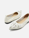 PAZZION, Alasdair Embellished Pointed Toe Flats, Beige