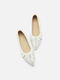 PAZZION, Alasdair Embellished Pointed Toe Flats, Beige