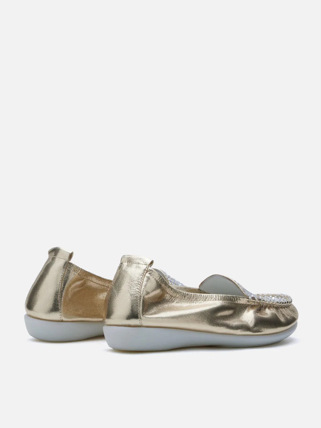 PAZZION, Alexi Crystal Embellished Moccasins, Gold