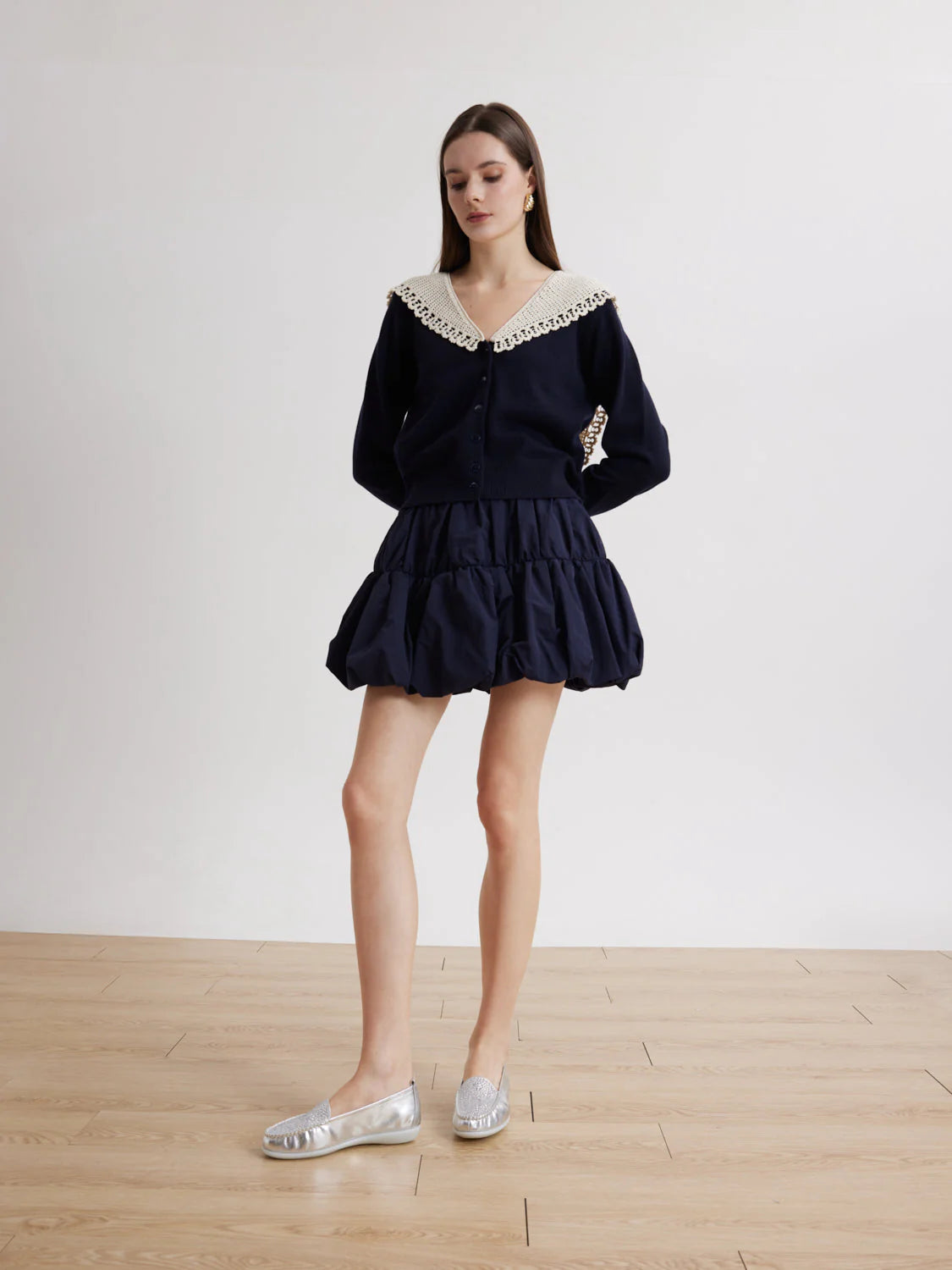 PAZZION, Alexi Crystal Embellished Moccasins, Silver