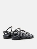 PAZZION, Anica Metallic Cross-Strap Comfort Sandals, Black