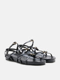 PAZZION, Anica Metallic Cross-Strap Comfort Sandals, Black