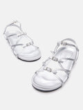 PAZZION, Anica Metallic Cross-Strap Comfort Sandals, Silver