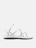 PAZZION, Anica Metallic Cross-Strap Comfort Sandals, Silver