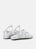 PAZZION, Anica Metallic Cross-Strap Comfort Sandals, Silver