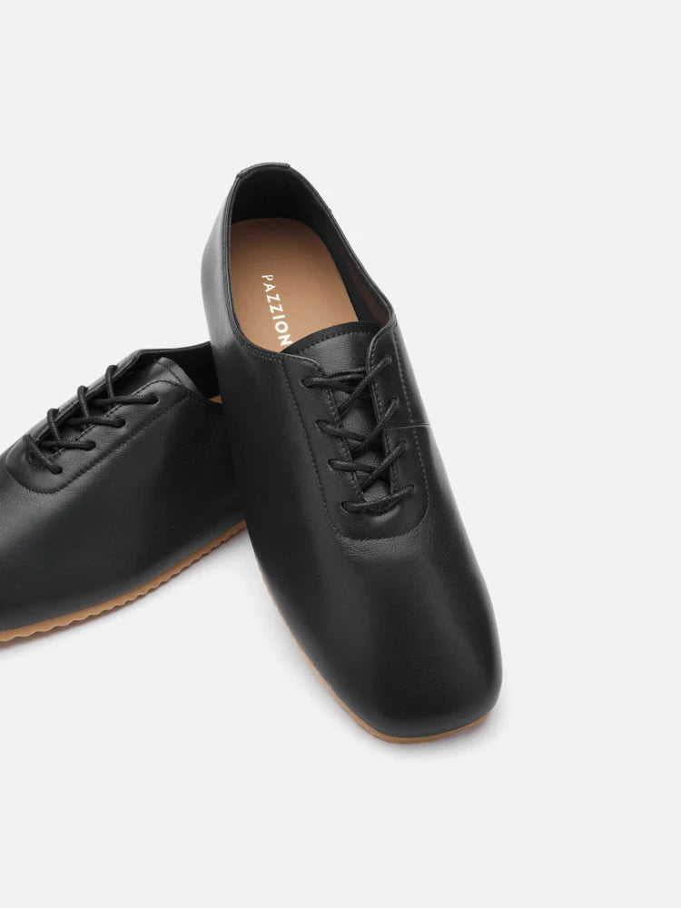 PAZZION, Arden Classic Lace-Up Flats, Black
