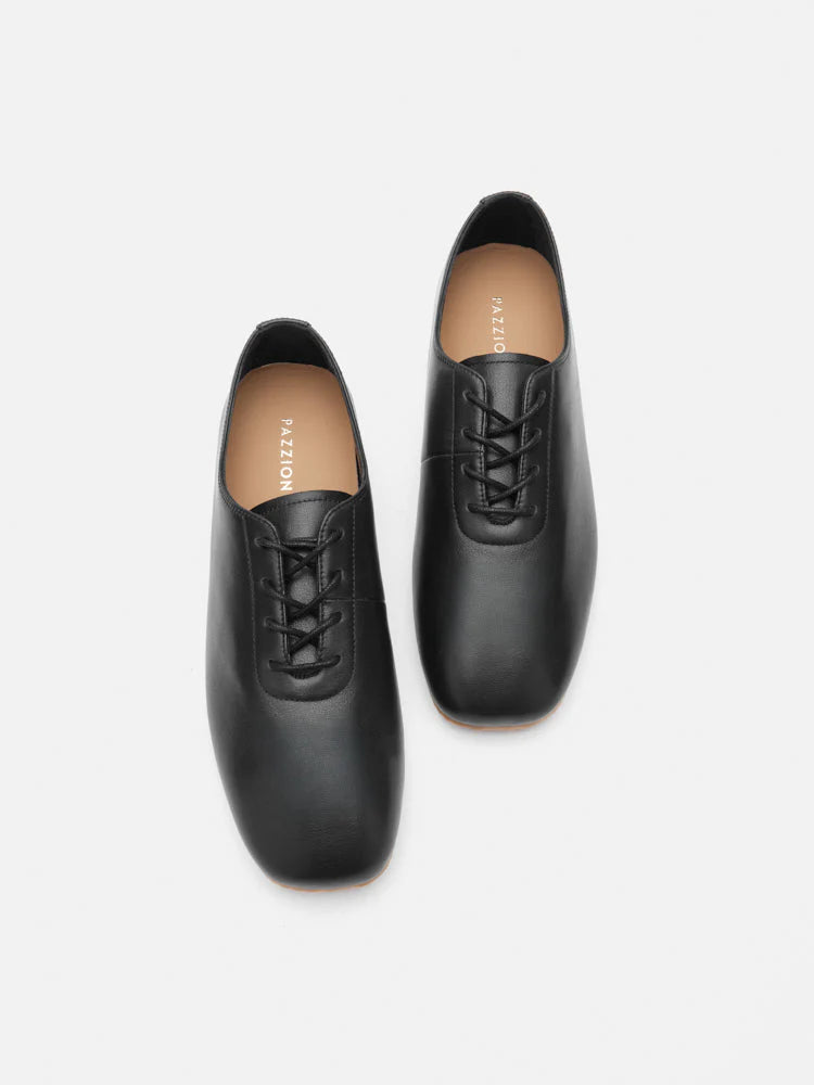 PAZZION, Arden Classic Lace-Up Flats, Black
