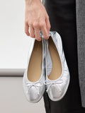 PAZZION, Avery Bow Covered Flats, Silver