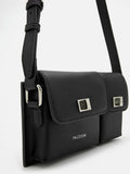 PAZZION, Aviana Double Twist Lock Structured Bag, Black