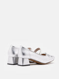 PAZZION, Billie Crystal-Embellished Bow Mary Jane Heels, Silver