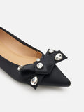 PAZZION, Carine Diamante Embellished Silk Flats, Black