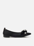 PAZZION, Carine Diamante Embellished Silk Flats, Black