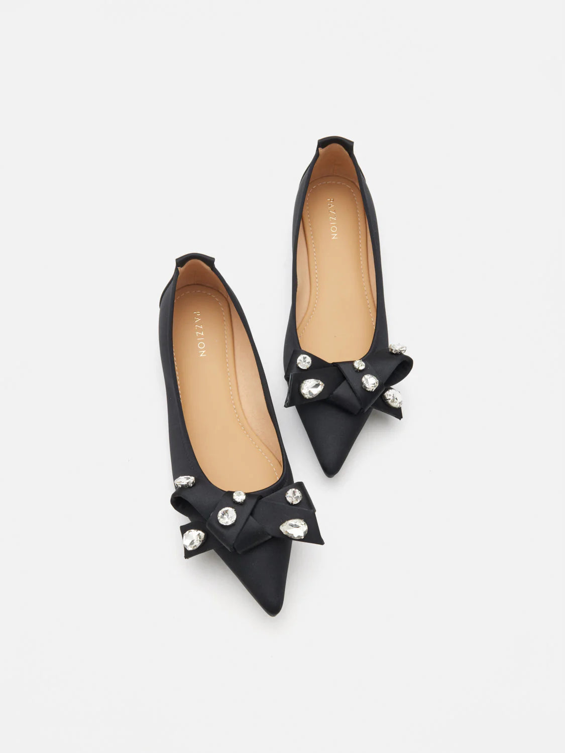 PAZZION, Carine Diamante Embellished Silk Flats, Black
