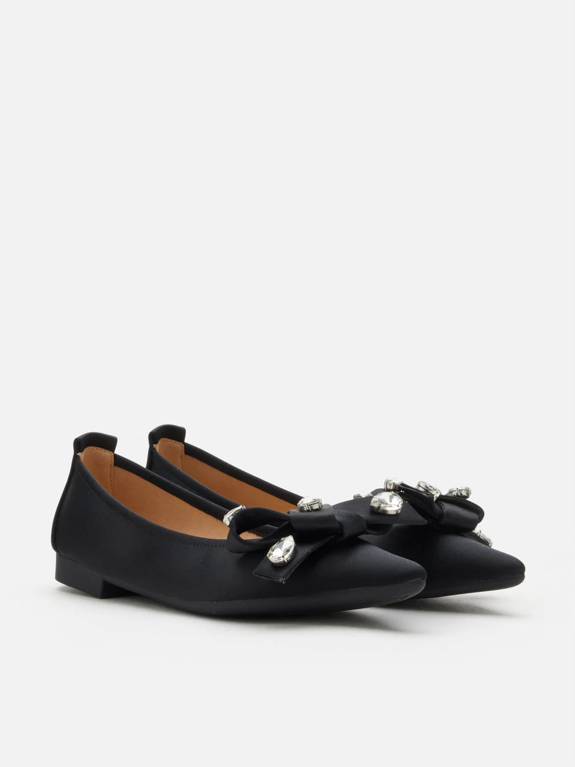 PAZZION, Carine Diamante Embellished Silk Flats, Black