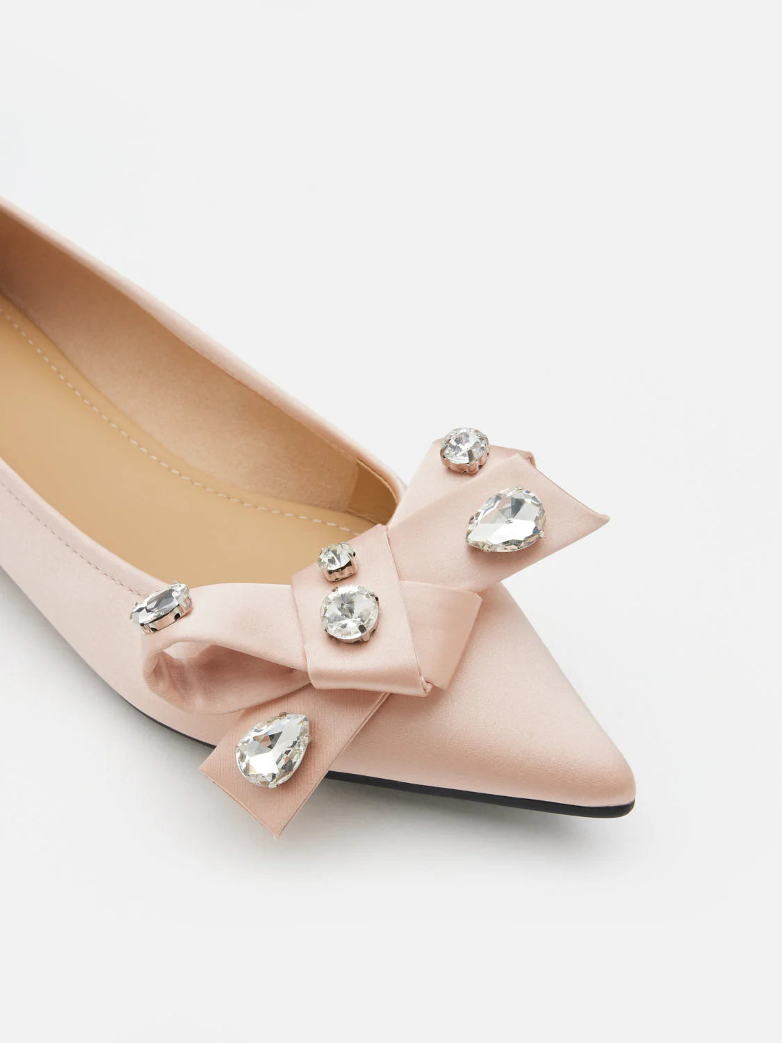 PAZZION, Carine Diamante Embellished Silk Flats, Champagne