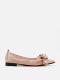 PAZZION, Carine Diamante Embellished Silk Flats, Champagne