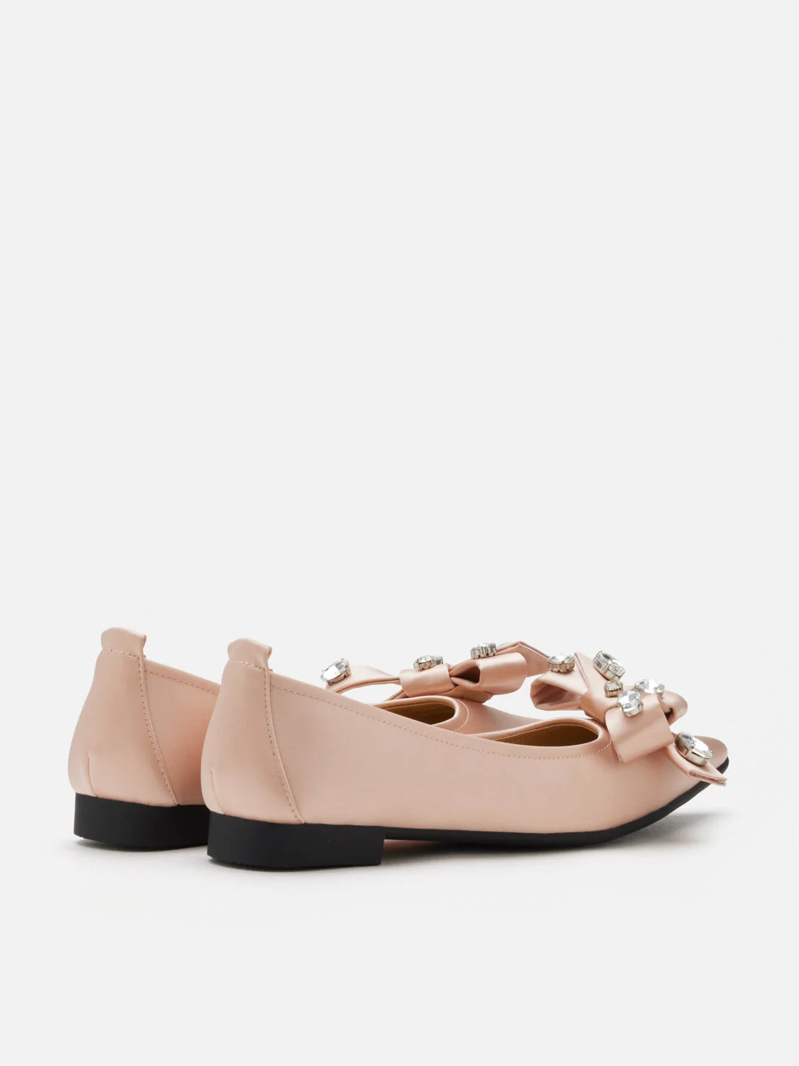 PAZZION, Carine Diamante Embellished Silk Flats, Champagne