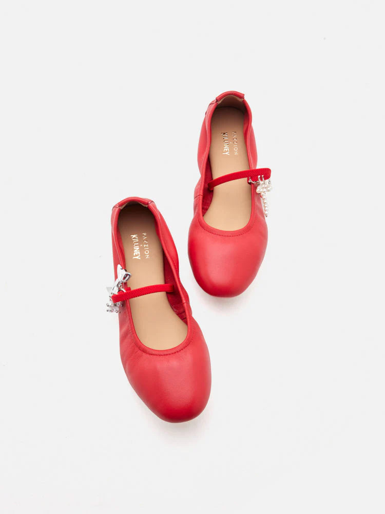 PAZZION, Cheryl Charm Mary Janes, Red