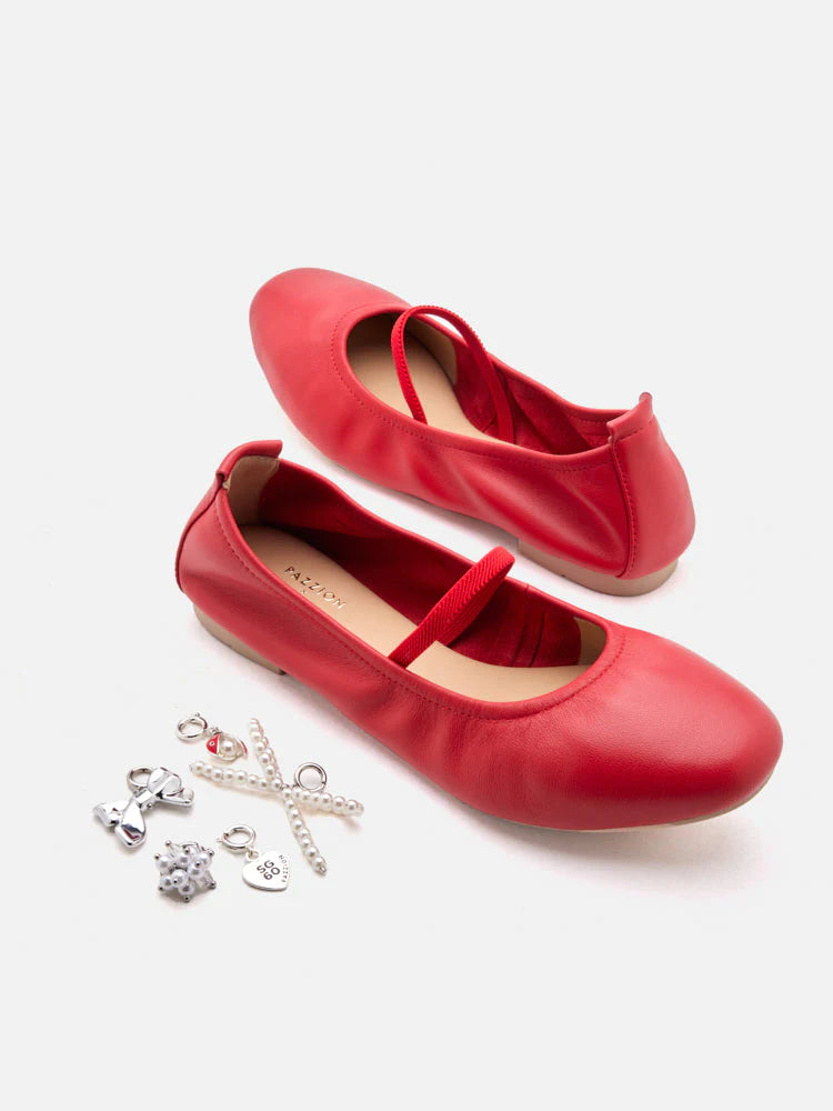 PAZZION, Cheryl Charm Mary Janes, Red