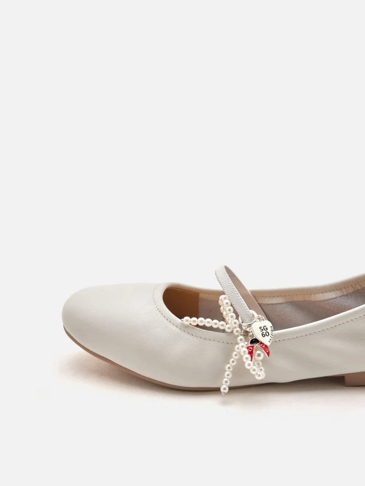 PAZZION, Cheryl Charm Mary Janes, White