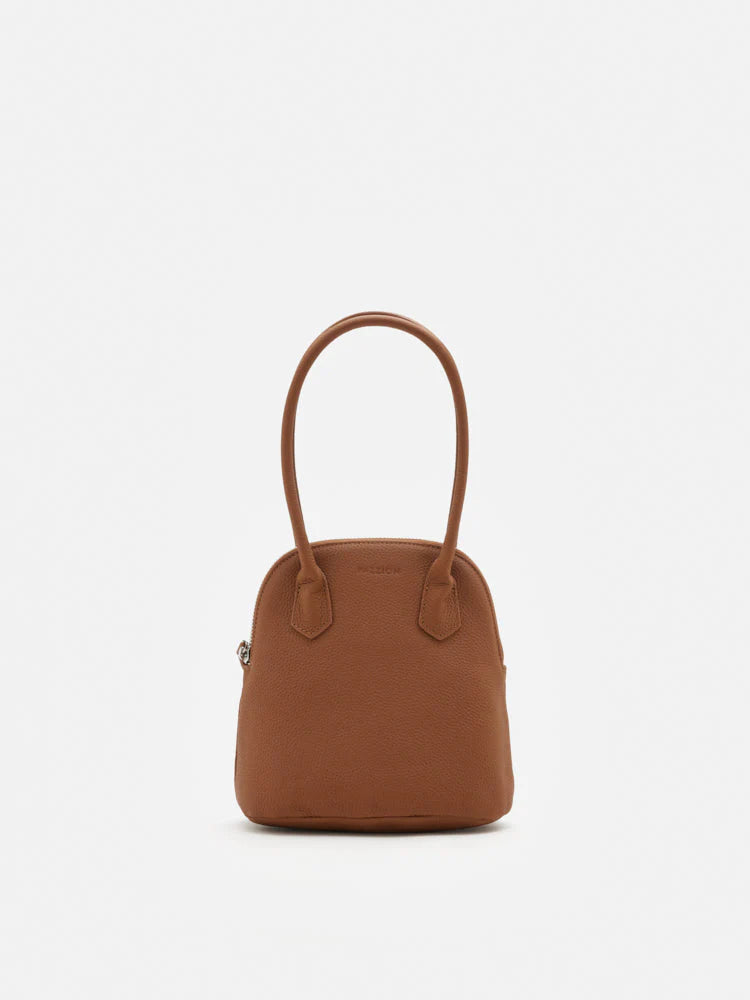PAZZION, Clara Rounded Top Handle Bag, Brown