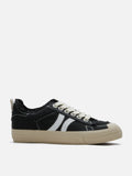 PAZZION, Claudi Asymmetric Stripe Frayed Sneakers, Black