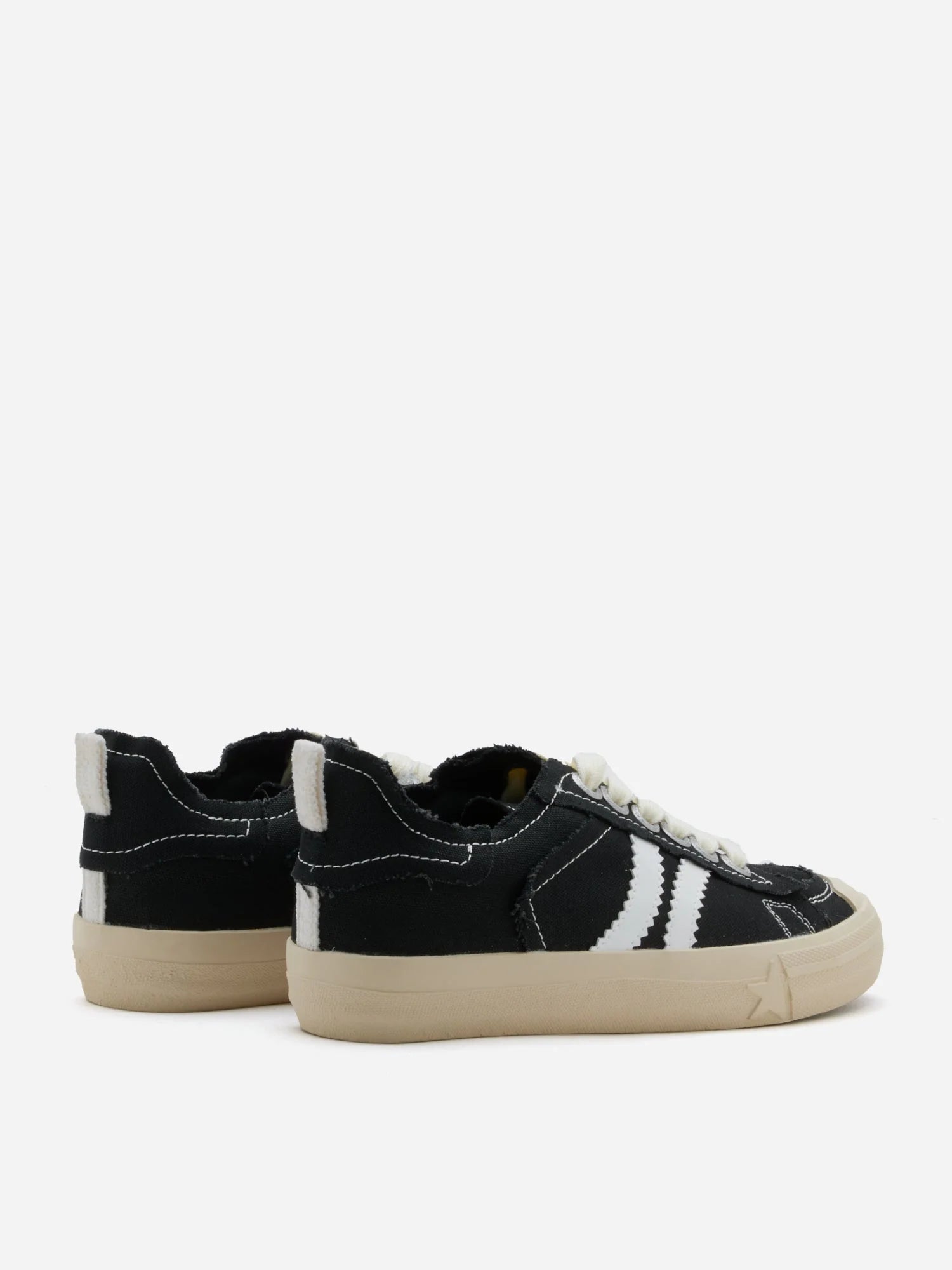 PAZZION, Claudi Asymmetric Stripe Frayed Sneakers, Black