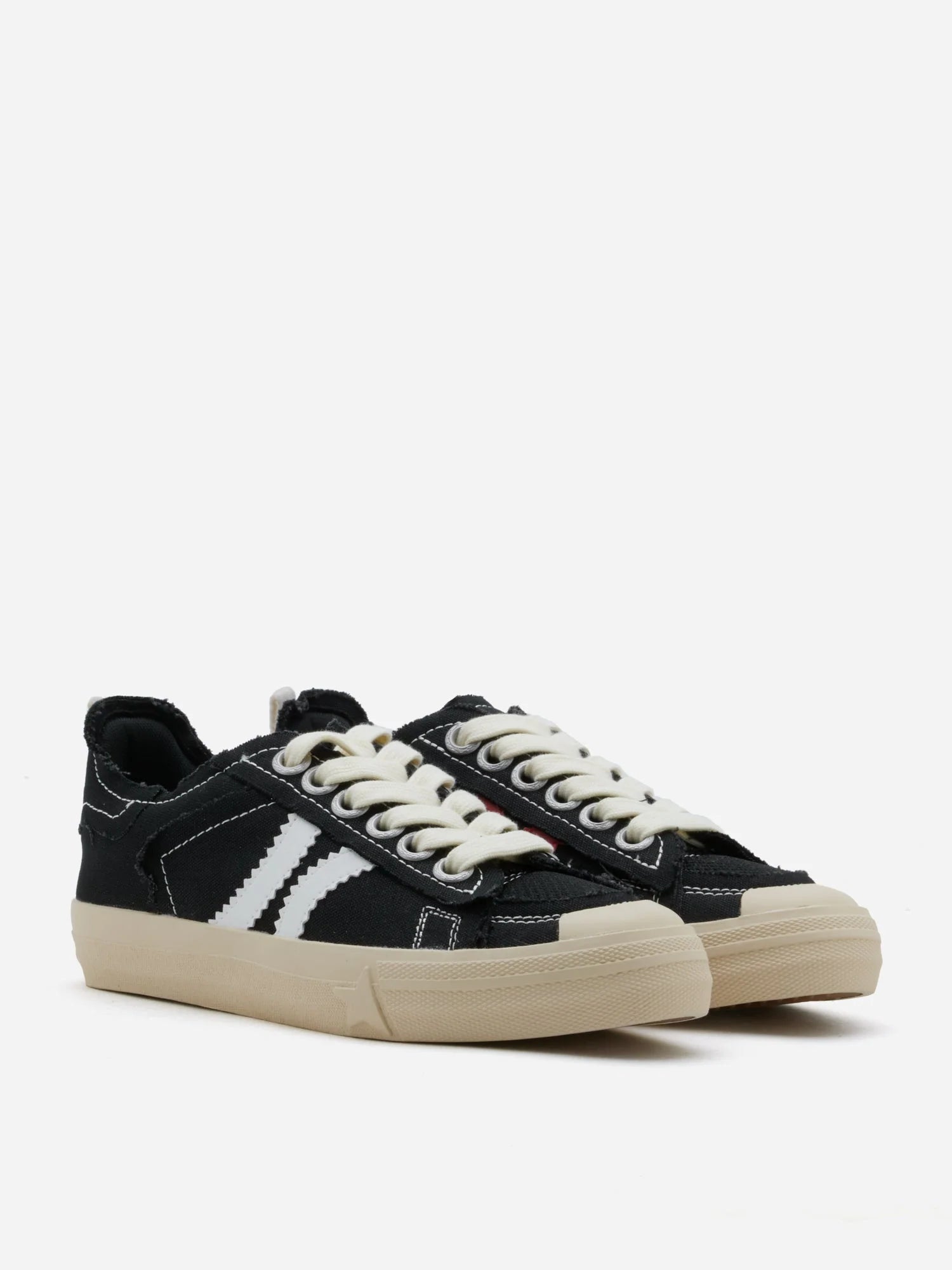 PAZZION, Claudi Asymmetric Stripe Frayed Sneakers, Black