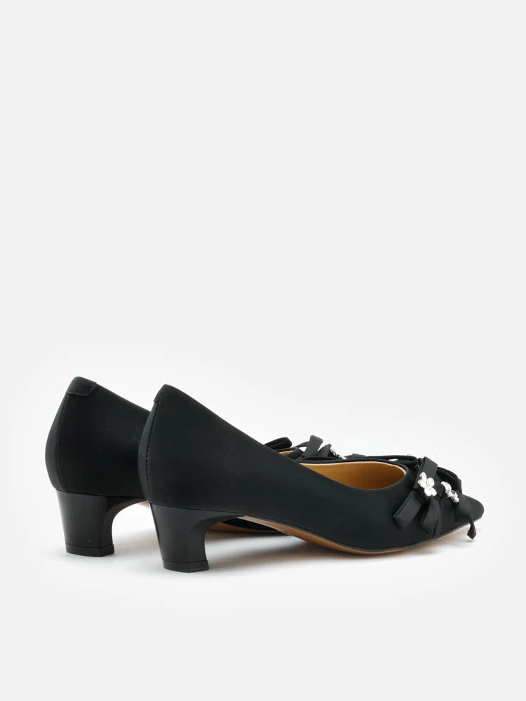 PAZZION, Coco Embellished Bow Heels, Black