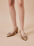 PAZZION, Coco Embellished Bow Heels, Khaki