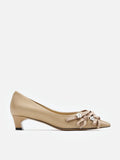 PAZZION, Coco Embellished Bow Heels, Khaki