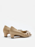PAZZION, Coco Embellished Bow Heels, Khaki