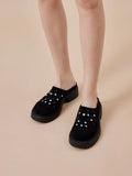 PAZZION, Collette Suede Embellished Clog Mules, Black