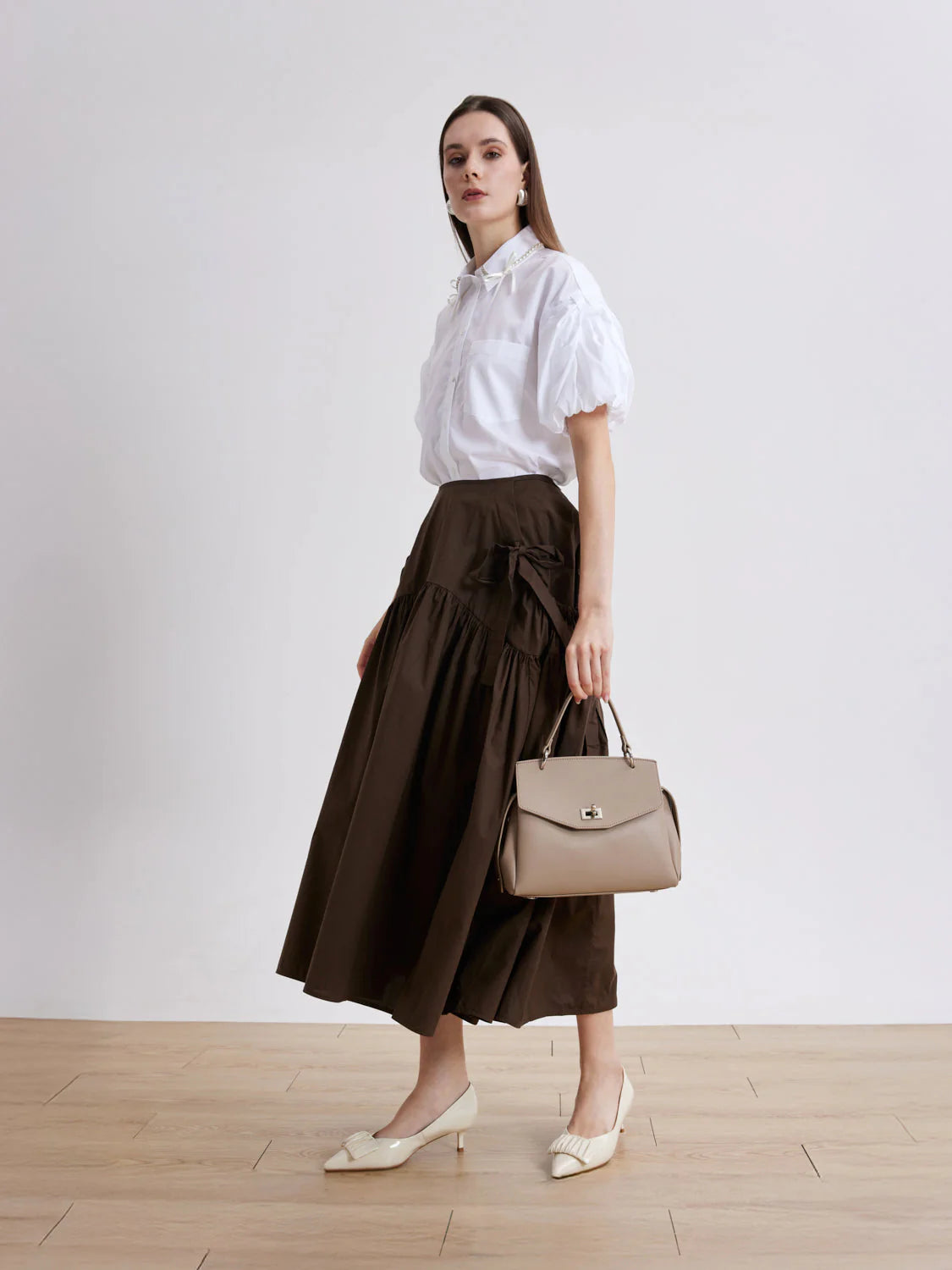 PAZZION, Diana Top Handle Bag, Almond