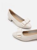 PAZZION, Elaia Point-Toe Bow Buckle Heels, Beige