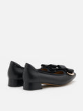 PAZZION, Elaia Point-Toe Bow Buckle Heels, Black