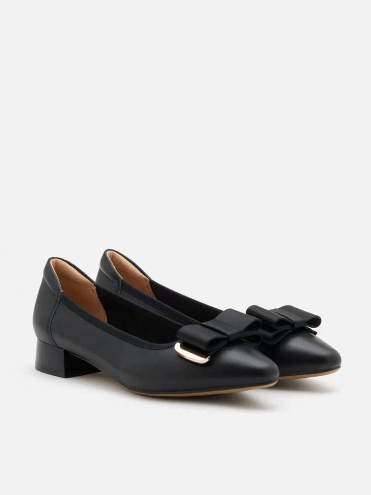 PAZZION, Elaia Point-Toe Bow Buckle Heels, Black