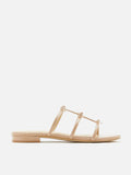 PAZZION, Elena Bow Cage Patent Leather Slides, Almond