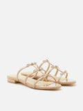 PAZZION, Elena Bow Cage Patent Leather Slides, Almond