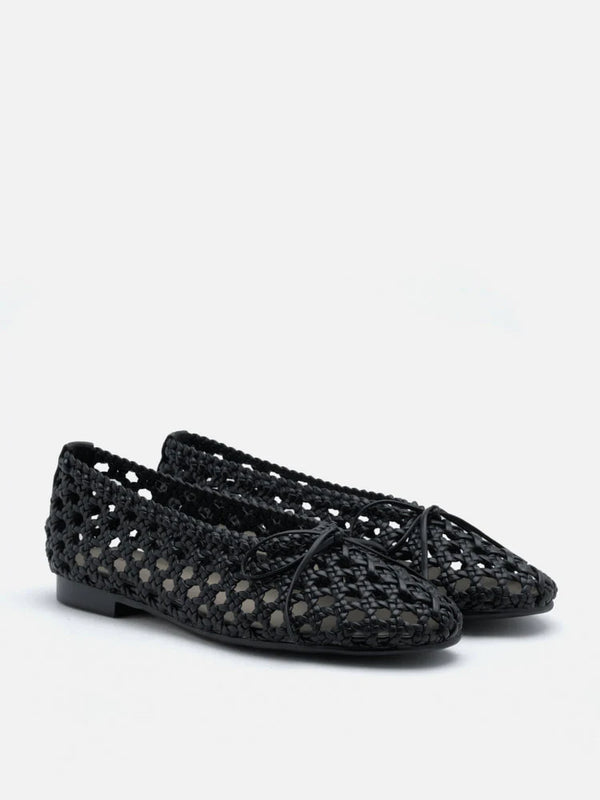 PAZZION, Enya Woven Bow Flats, Black