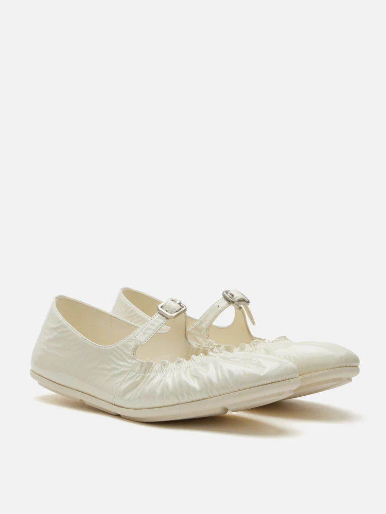 PAZZION, Frieda Ruched Patent Mary Janes, Beige