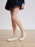 PAZZION, Frieda Ruched Patent Mary Janes, Beige