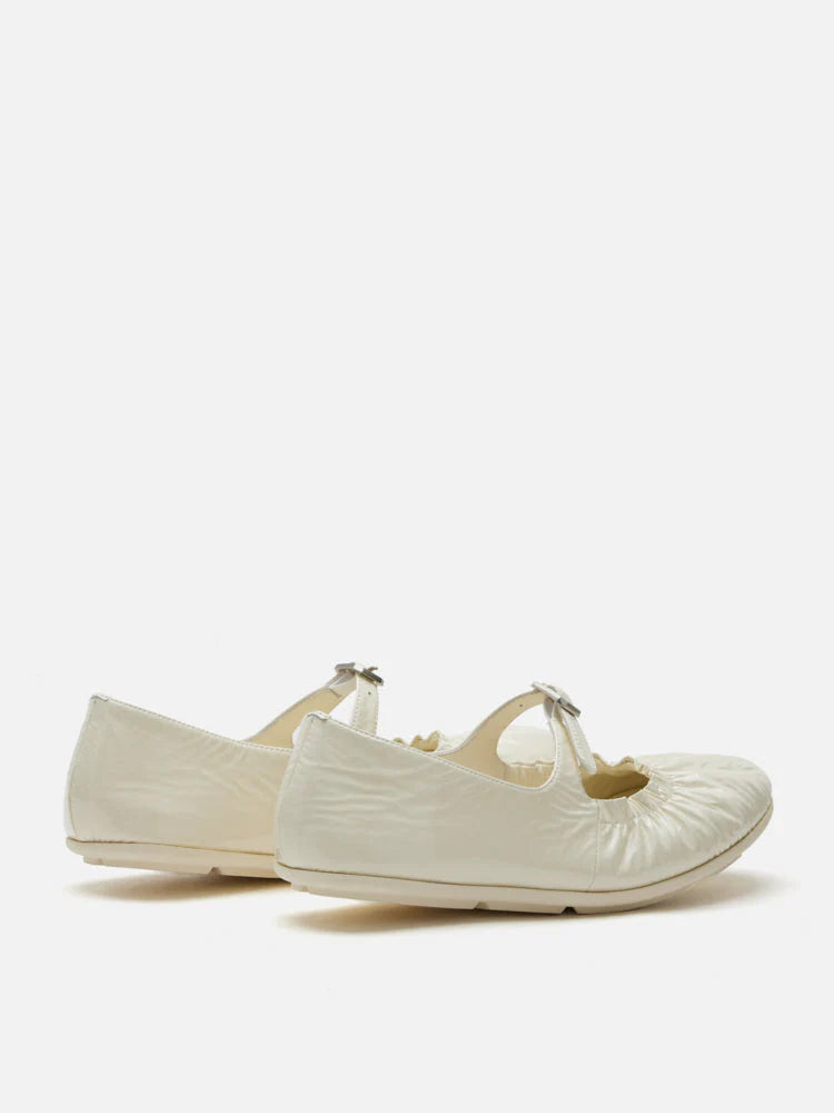 PAZZION, Frieda Ruched Patent Mary Janes, Beige