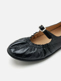 PAZZION, Frieda Ruched Patent Mary Janes, Black