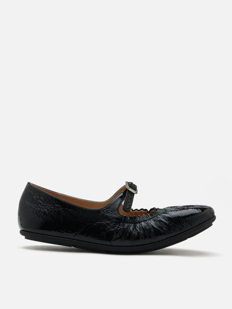PAZZION, Frieda Ruched Patent Mary Janes, Black