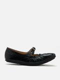 PAZZION, Frieda Ruched Patent Mary Janes, Black