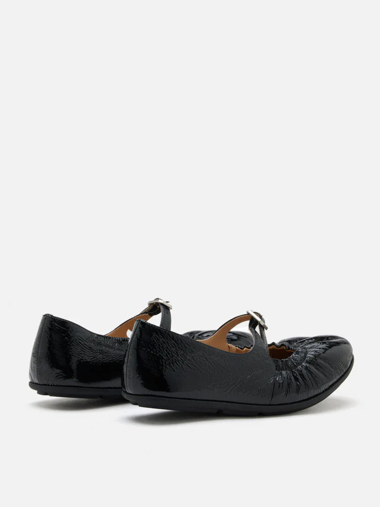 PAZZION, Frieda Ruched Patent Mary Janes, Black