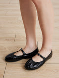 PAZZION, Frieda Ruched Patent Mary Janes, Black